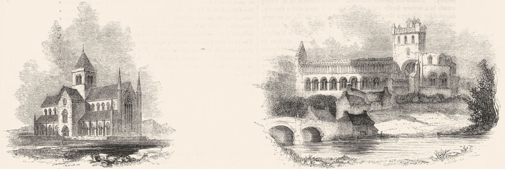 SCOTLAND. St Magnus, Kirkwall; Jedburgh 1845 old antique vintage print picture